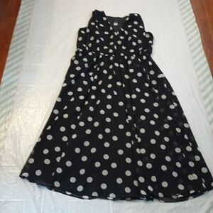 Black and White Polka Dot sleeveless Maxi Dress women's size 20